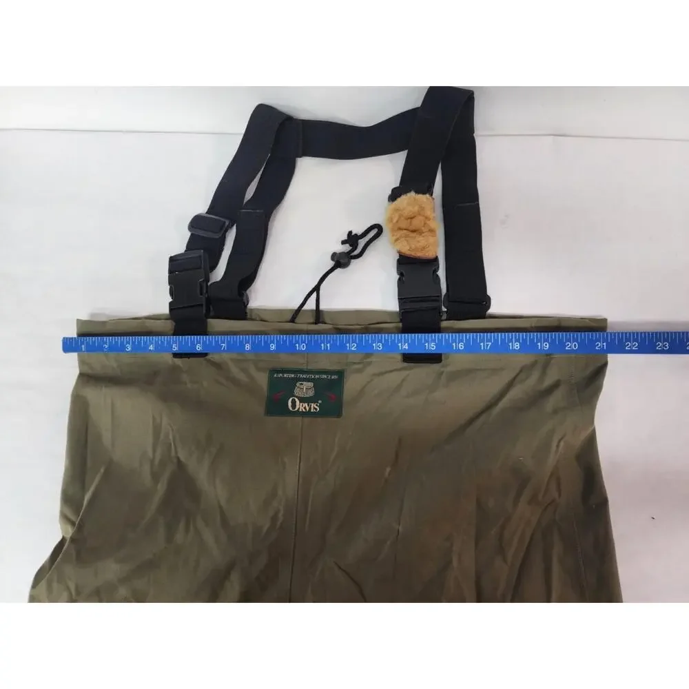 Men’s Orvis Green Bootfoot Fishing Bib Waders Suspenders Neoprene Boots Size M